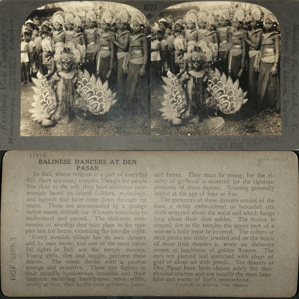 Balinese Dancers in Magnificent Glittering Head-dresses, Den Pasar, Island of Bali, Dutch East Indies.